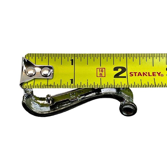 Vintage 2" Silver Tone Blue Rhinestone Accented Scroll Curled Bar Brooch Pin - Picture 5 of 5